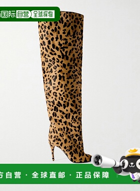 香港直邮Alaia 女士 豹纹小牛毛过膝靴子 AA3O056CK205157157BRUN