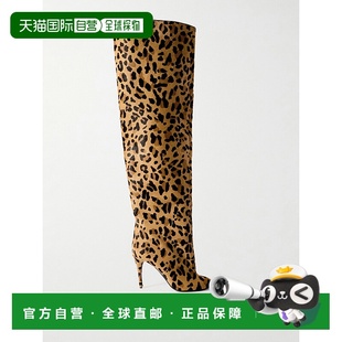 香港直邮Alaia 女士 豹纹小牛毛过膝靴子 AA3O056CK205157157BRUN
