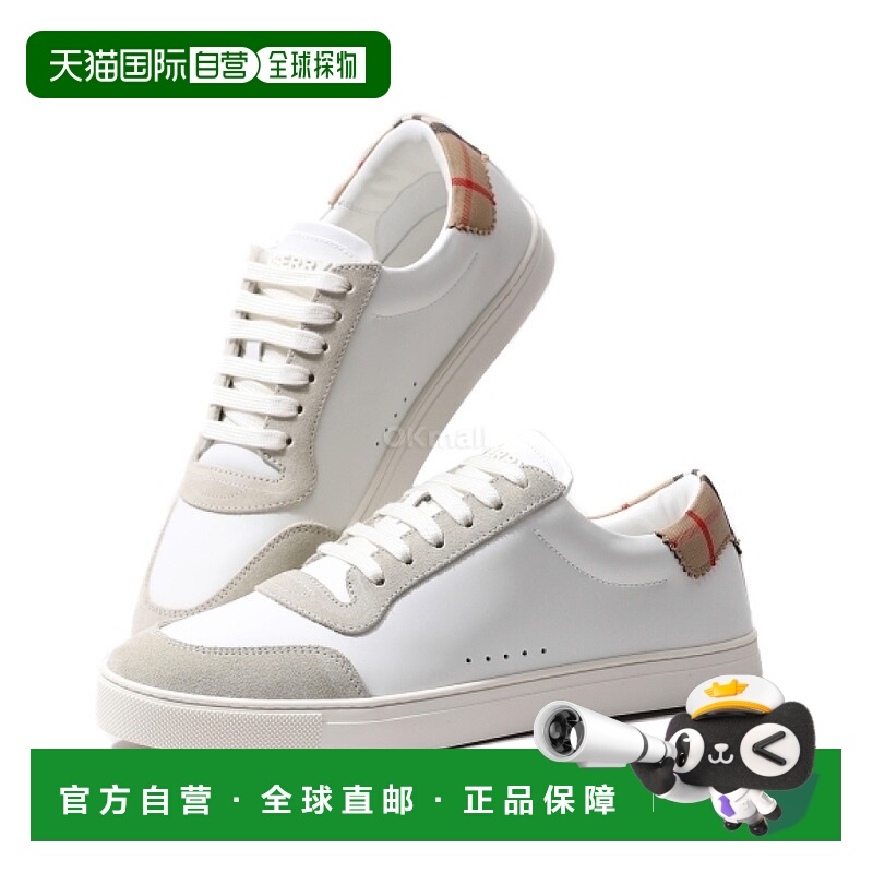 【99新未使用】韩国直邮BURBERRY 皮革绒面革格纹棉质运动鞋 (806