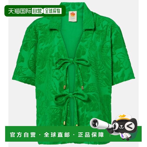 1h可退 香港直邮FARM RIO 女士 花朵棉混纺厚绒布衬衫 green绿色