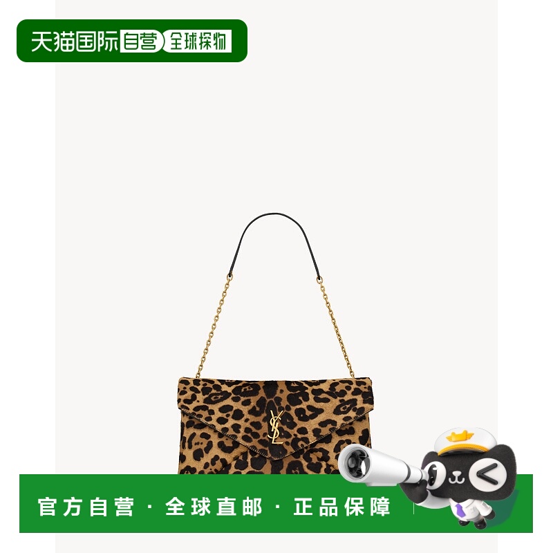 欧洲直邮YSL (2025) cassandre 大号豹纹小马纹皮革链条手拿包