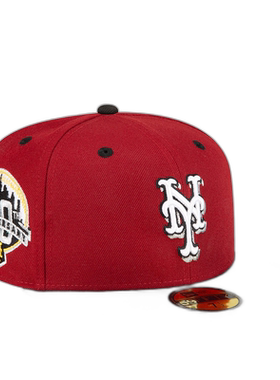 自营New Era 纽约大都会队 50 周年纪念款 59FIFTY 修身红衣配灰