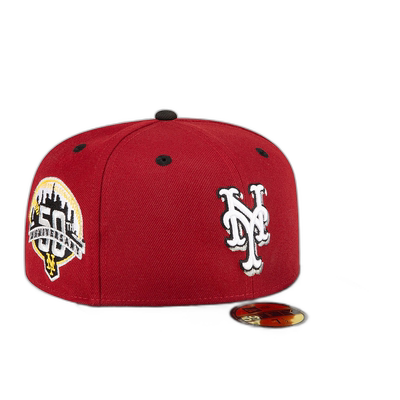 自营 New Era 纽约大都会队 50 周年纪念款 59FIFTY 修身红衣配灰