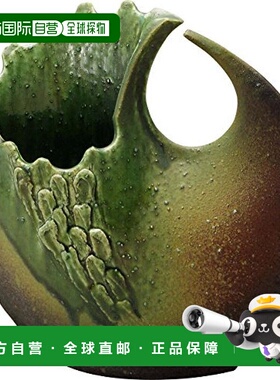 【日本直邮】Marui Seito 信楽燒 へちもん 花瓶 大 変形 绿色玻