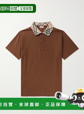 1h可退 香港直邮潮奢 Burberry 巴宝莉 男士 博柏利格紋領短袖Pol