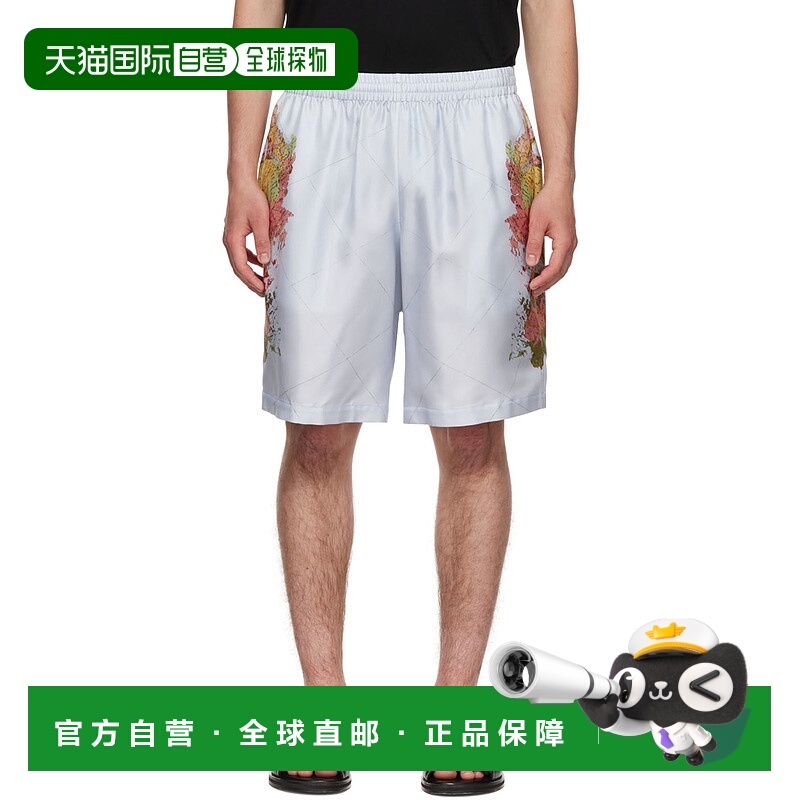 1h可退 香港直邮潮奢 Burberry 巴宝莉 男士 蓝色 Map Print 短裤