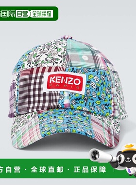香港直邮Kenzo 高田贤三 男士 格纹棉真丝棒球帽 000982