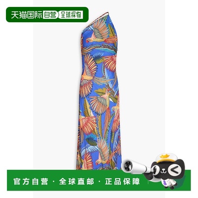 香港直邮FARM RIO 女士 单肩露背印花缎面中长连衣裙 305297MACAW