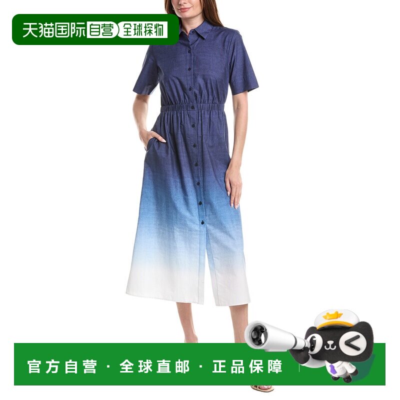 自营Anne Klein宽腰带衬衫连衣裙-蓝色 美国奥莱直发