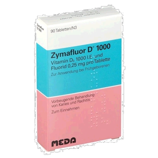 欧洲直邮德国Zymafluor早产儿维D1000含氟90粒钙吸收防佝偻病龋齿