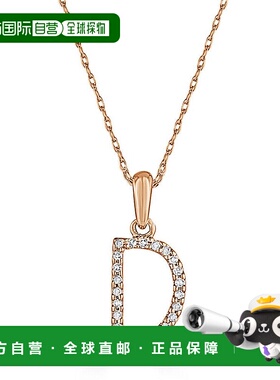 自营 sabrina14k 玫瑰金和钻石初始项链 - 玫瑰 d 美国奥莱直发