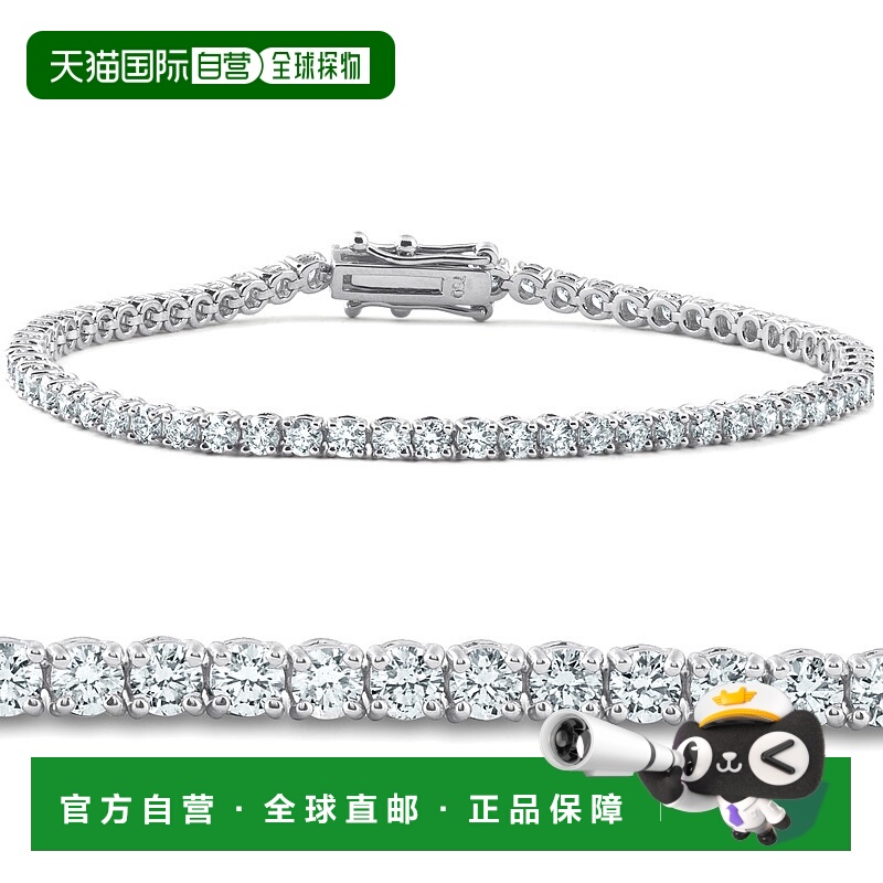 自营 pompeii34 克拉 TW 圆形切割钻石网球手链 14k 白金实验室培
