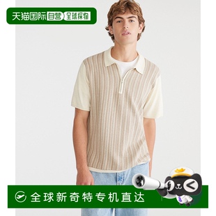 自营 美 Aeropostale垂直条纹四分之一拉链毛衣Polo衫 象牙色274