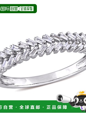 自营mimi & maxMimi&Max 1/3ct TW锥形长方形钻石戒指14k白金-白