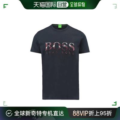 香港直邮HUGO BOSS 男士蓝色刺绣徽标T恤 TEE7-50372470-410