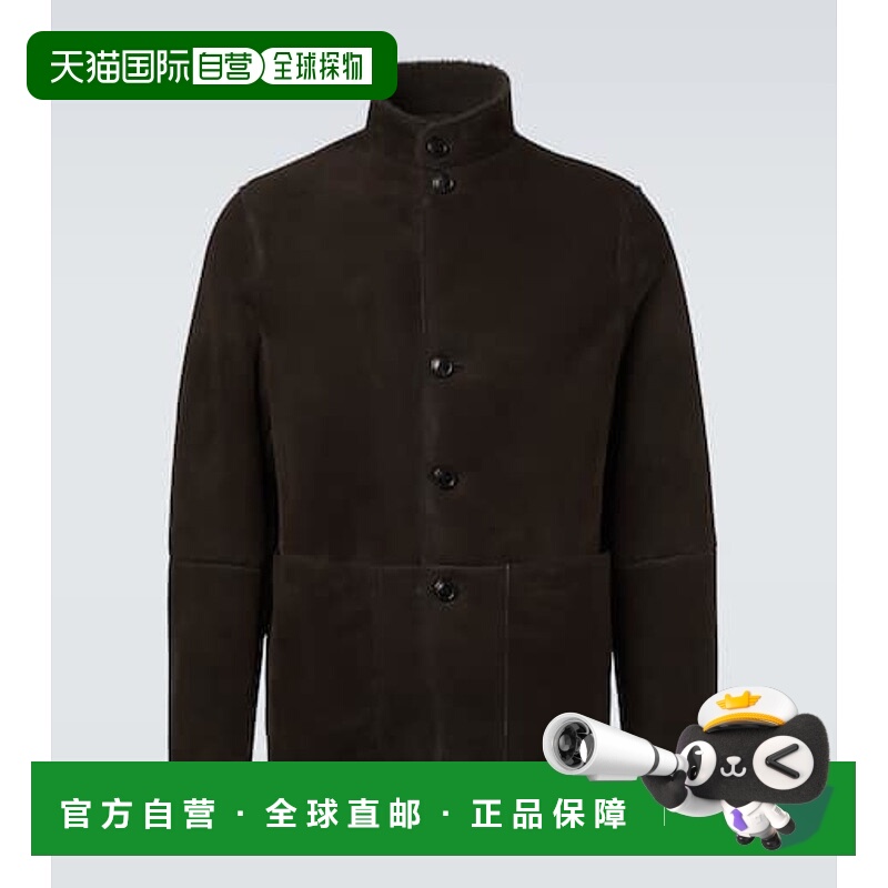 1h可退 香港直邮潮奢 zegna 杰尼亚 男士 Il Conte 皮毛饰边绒面