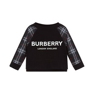 女童黑色TEEN格纹拼接套头衫 Burberry 博柏利童装 Kids 8011010