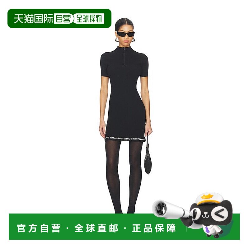 1h可退 香港直邮Alexander Wang 亚历山大 王 女士 徽标罗纹连衣