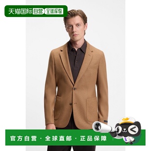 自营欧洲直邮Hugo Boss x BECKHAM男士珍珠棕色羊毛修身翻领夹克