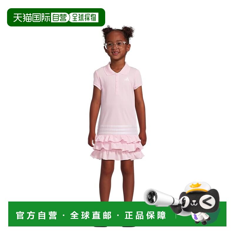 香港直邮adidas 阿迪达斯 女童 皱褶Polo衫式连衣裙(学步童/小童)
