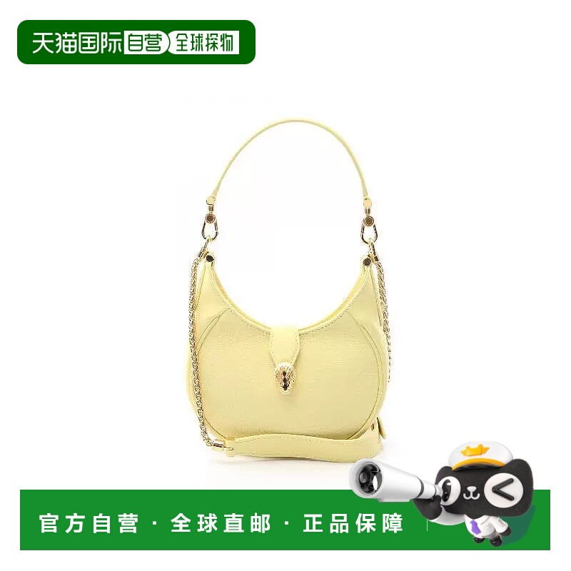 日本直邮中古Bvlgari宝格丽女包A级95新Handbag手包牛皮斜挎包黄