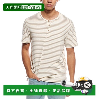 自营WEATHERPROOF VINTAGE Striped Henley Shirt - tan 美国奥莱