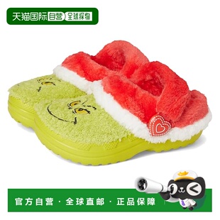 1h可退 香港直邮Crocs 卡骆驰 女童 The Grinch 经典款内衬洞洞鞋