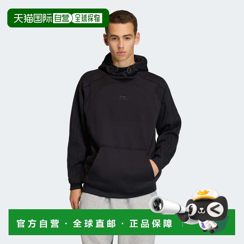 自营男士adidas SPACER CUTLINE连帽衫-黑色 卫衣美国奥莱直发