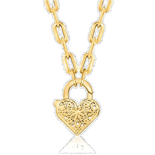自营Ross-Simons 意大利 14kt 黄金花卉刺绣心形小盒坠子项链 - 1