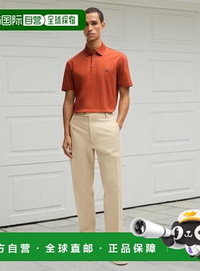 自营 boss深橙色双字母刺绣棉质马球衫 美国奥莱直发