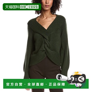美国奥莱直发 绿色 自营AMUR Liliana羊毛和羊绒混纺针织毛衣