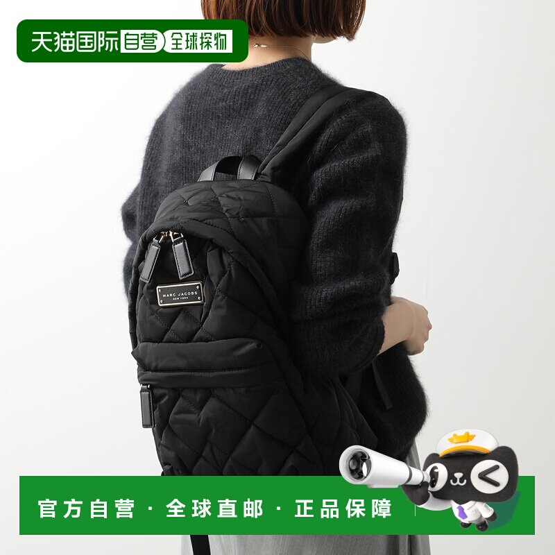 日本直邮MARC JACOBS 女士绗缝尼龙背包 M0011321带标志轻便黑色