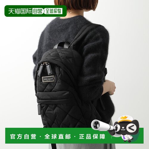 日本直邮MARC JACOBS 女士绗缝尼龙背包 M0011321带标志轻便黑色