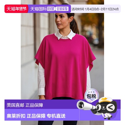 自营in2Cashmere Versatile Pullover Poncho - cerise 美国奥莱