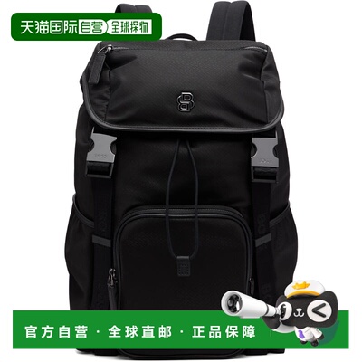 1h可退 香港直邮潮奢 BOSS 波士 男士 黑色 Logo Hardware 双肩包