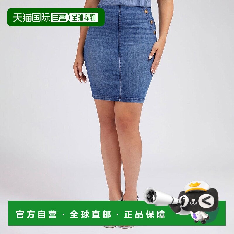 日本直邮GUESS 露扣牛仔短裙 半身裙包臀裙[GU1432EW25900]