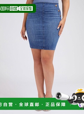 日本直邮GUESS 露扣牛仔短裙 半身裙包臀裙[GU1432EW25900]