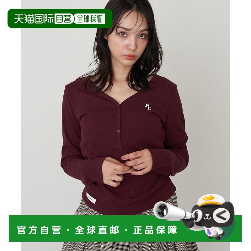 1h可退 日本直邮Ray Cassin 女士V领刺绣长袖T恤 RCN1051106A0005