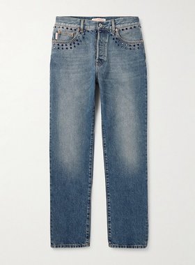 潮奢 Valentino 华伦天奴 男士 直筒水晶装饰牛仔裤 5V3DE03UA9D