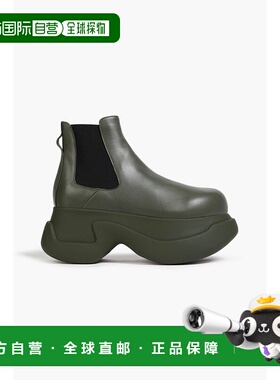 香港直邮潮奢 Marni 玛尼 女士 皮质防水台切尔西靴 TCMS009708P5