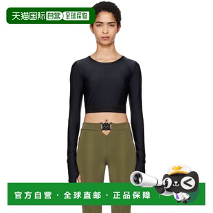 1h可退 香港直邮潮奢 versace 范思哲 女士 黑色 Cropped 长袖 T