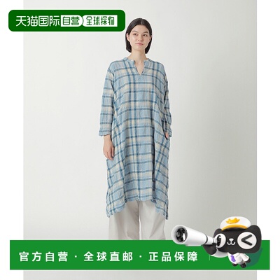 1h可退 日本直邮Plantation 女装 舒适缩皱感 棉麻混纺连衣裙 PL5