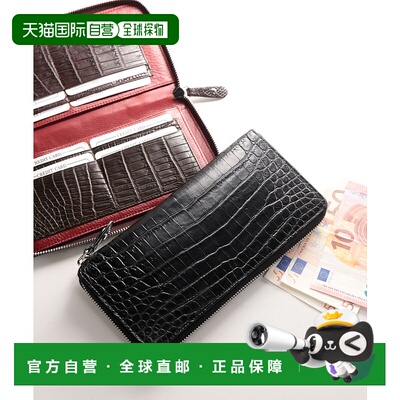 1h可退 日本直邮sankyo shokai 鳄鱼皮长款拉链钱包 手账型设计 0