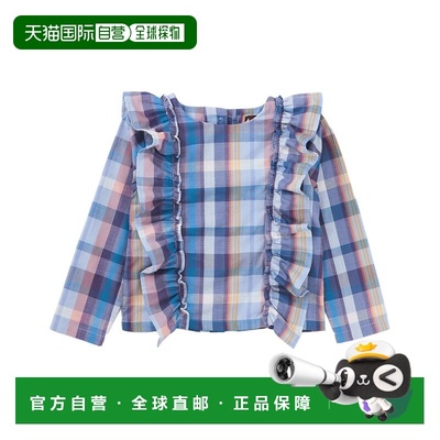 自营Tea Collection Ruffle Shoulder Plaid Top - multi 美国奥
