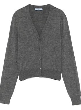 潮奢 Prada 普拉达 女士 V领轻身羊毛针织开衫 P25N50SOOO16SW