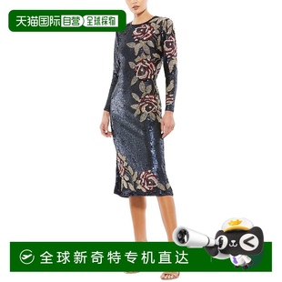 美国奥莱直发 自营 Mac Duggal亮片不对称花柱礼服 蓝色