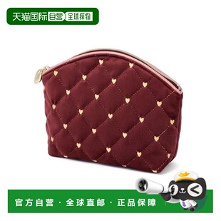 1h可退 日本直邮Francfranc 心形缝线 天鹅绒 化妆包 L棕色款