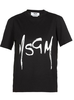 MSGM/女士白色徽标印花棉质短袖T恤 2841MDM747298