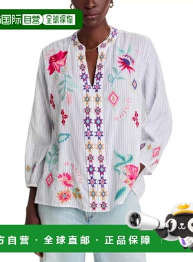 自营Women's Johnny Was Paris Effortless Top White Embroidere