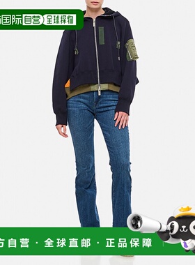 1h可退 香港直邮潮奢 Sacai 女士 斜纹连帽衫 SCW231 black黑色